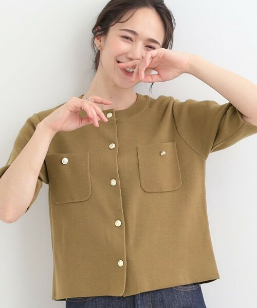 SHOO・LA・RUE / シューラルー カーディガン・ボレロ | 金ボタンハーフ袖カーディガンニット（ベージュ(052)）