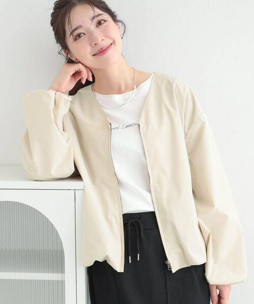 SHOO・LA・RUE / シューラルー レザーブルゾン・ジャケット | 【防風/撥水/S-LL】ぽわんと大人かわいい　Vネックバルーンブルゾン（ベージュ(052)）