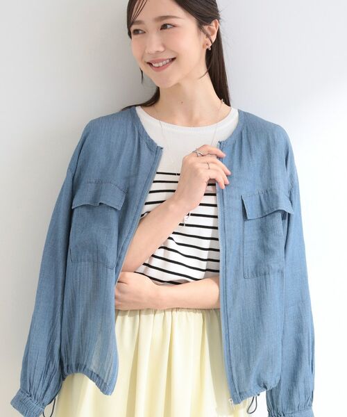 SHOO・LA・RUE / シューラルー Gジャン・デニムジャケット | 【S-LL】優しく透ける 柔らかシアーデニムブルゾン（ブルー(092)）