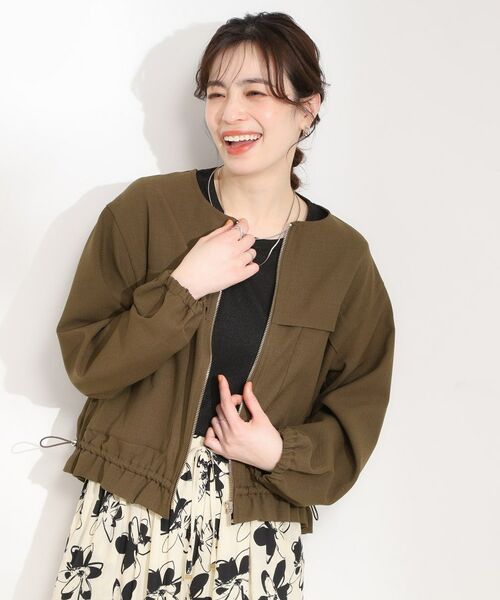 SHOO・LA・RUE / シューラルー レザーブルゾン・ジャケット | ドロストノーカラーブルゾン | 詳細1