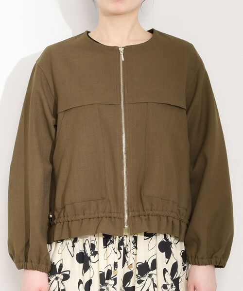 SHOO・LA・RUE / シューラルー レザーブルゾン・ジャケット | ドロストノーカラーブルゾン | 詳細13