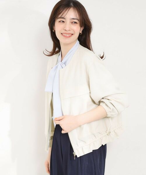 SHOO・LA・RUE / シューラルー レザーブルゾン・ジャケット | ドロストノーカラーブルゾン | 詳細6