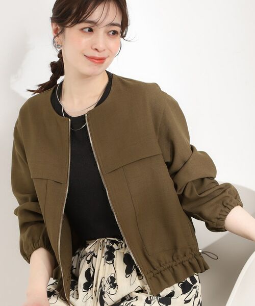 SHOO・LA・RUE / シューラルー レザーブルゾン・ジャケット | ドロストノーカラーブルゾン（ブラウン(043)）