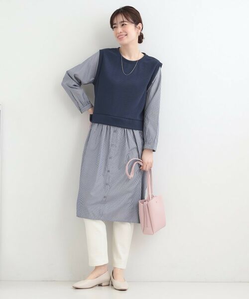 SHOO・LA・RUE / シューラルー ミニ丈・ひざ丈ワンピース | 【S-LL/体型カバー】ストライプ柄ドッキングワンピース | 詳細11
