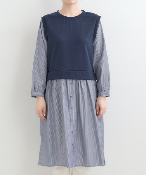 SHOO・LA・RUE / シューラルー ミニ丈・ひざ丈ワンピース | 【S-LL/体型カバー】ストライプ柄ドッキングワンピース | 詳細13