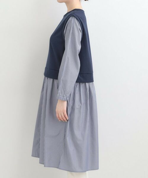 SHOO・LA・RUE / シューラルー ミニ丈・ひざ丈ワンピース | 【S-LL/体型カバー】ストライプ柄ドッキングワンピース | 詳細14