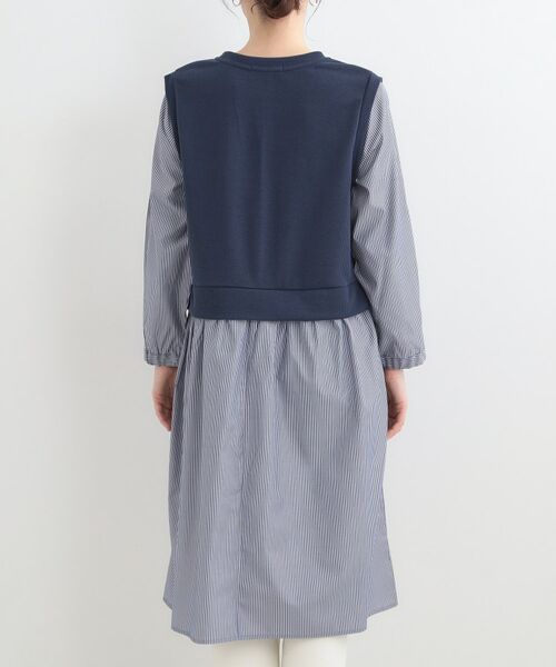 SHOO・LA・RUE / シューラルー ミニ丈・ひざ丈ワンピース | 【S-LL/体型カバー】ストライプ柄ドッキングワンピース | 詳細15