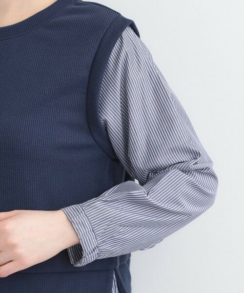 SHOO・LA・RUE / シューラルー ミニ丈・ひざ丈ワンピース | 【S-LL/体型カバー】ストライプ柄ドッキングワンピース | 詳細17