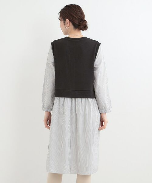 SHOO・LA・RUE / シューラルー ミニ丈・ひざ丈ワンピース | 【S-LL/体型カバー】ストライプ柄ドッキングワンピース | 詳細2