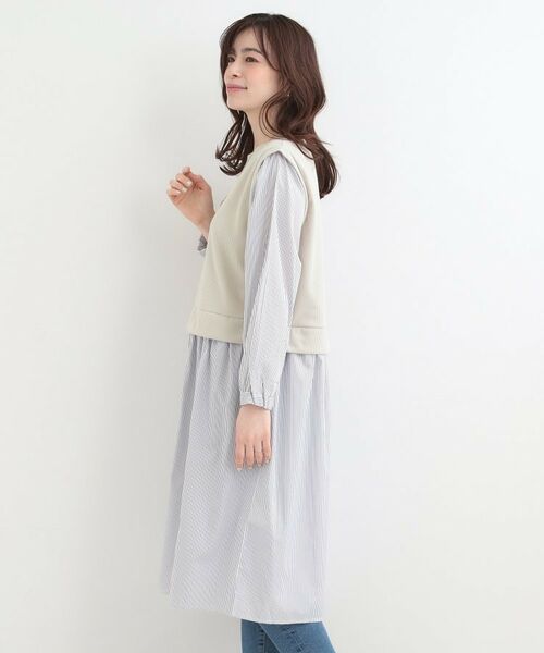 SHOO・LA・RUE / シューラルー ミニ丈・ひざ丈ワンピース | 【S-LL/体型カバー】ストライプ柄ドッキングワンピース | 詳細6