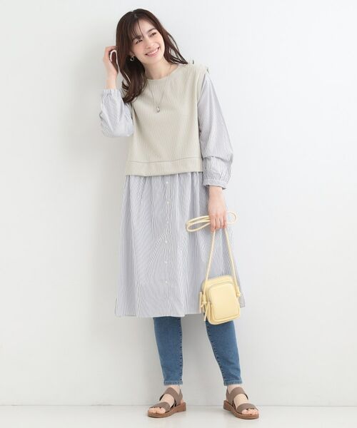 SHOO・LA・RUE / シューラルー ミニ丈・ひざ丈ワンピース | 【S-LL/体型カバー】ストライプ柄ドッキングワンピース | 詳細7