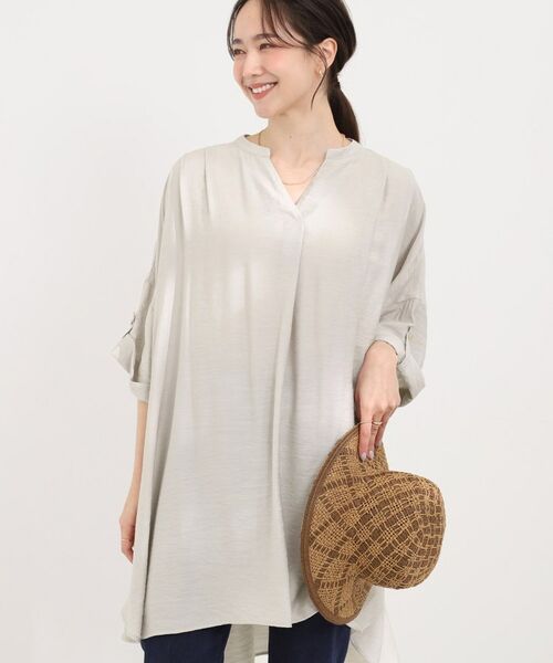 SHOO・LA・RUE / シューラルー チュニック | 【ひんやり】スキッパーチュニックワンピース（グレージュ(050)）