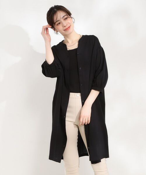 SHOO・LA・RUE / シューラルー ミニ丈・ひざ丈ワンピース | カットツイルキーネックシャツワンピ | 詳細1