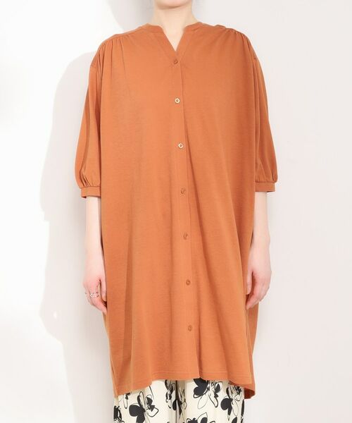 SHOO・LA・RUE / シューラルー ミニ丈・ひざ丈ワンピース | カットツイルキーネックシャツワンピ | 詳細13