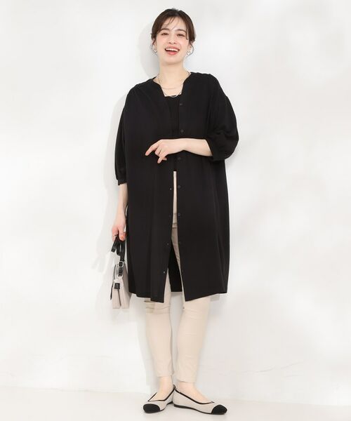 SHOO・LA・RUE / シューラルー ミニ丈・ひざ丈ワンピース | カットツイルキーネックシャツワンピ | 詳細3