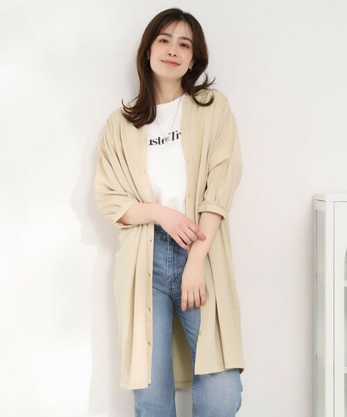 SHOO・LA・RUE / シューラルー ミニ丈・ひざ丈ワンピース | カットツイルキーネックシャツワンピ | 詳細5