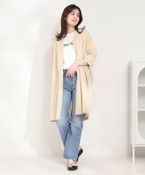 SHOO・LA・RUE / シューラルー ミニ丈・ひざ丈ワンピース | カットツイルキーネックシャツワンピ | 詳細7