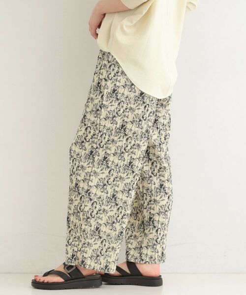 SHOO・LA・RUE / シューラルー パンツ | ウエストゴムでらくちん 柄アソートプリーツイージーパンツ（アイボリー(704)）