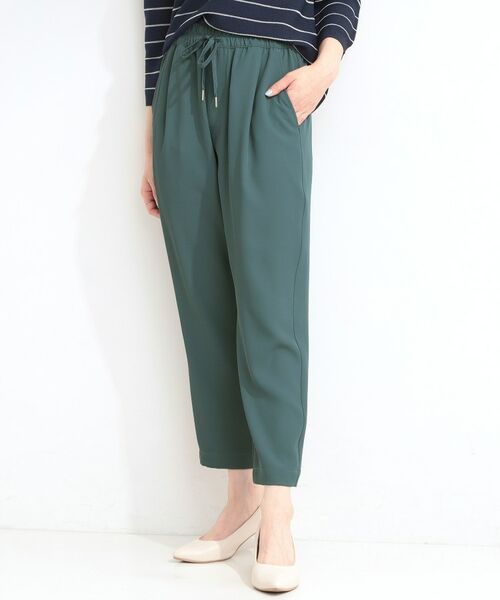 SHOO・LA・RUE / シューラルー パンツ | 【ひんやり/UV/S-LL】さらさらぷるん イージーテーパードパンツ（グリーン(024)）