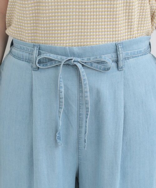 SHOO・LA・RUE / シューラルー パンツ | 【SHOO ICE、着丈が選べる】ウエストリボン付き セルロース混デニムワイドイージーパンツ | 詳細16