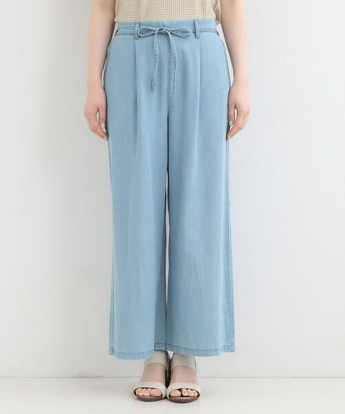 SHOO・LA・RUE / シューラルー パンツ | 【着丈選べる/ひんやり/S-LL】ウエストリボンがポイント　デニムイージーワイドパンツ | 詳細22