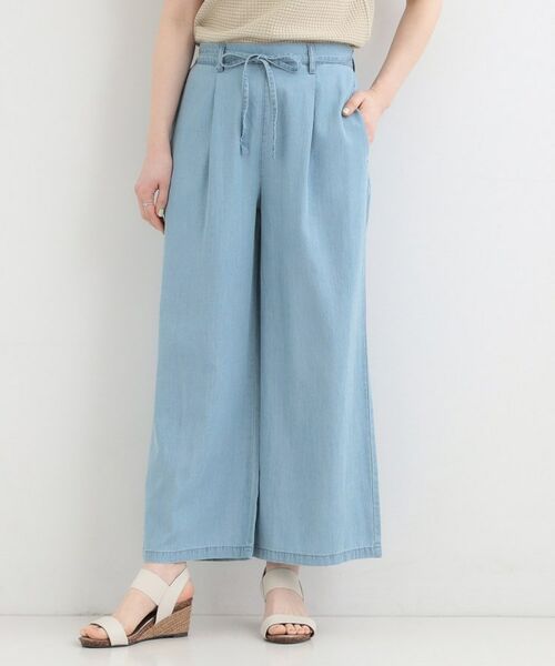 SHOO・LA・RUE / シューラルー パンツ | 【SHOO ICE、着丈が選べる】ウエストリボン付き セルロース混デニムワイドイージーパンツ | 詳細5