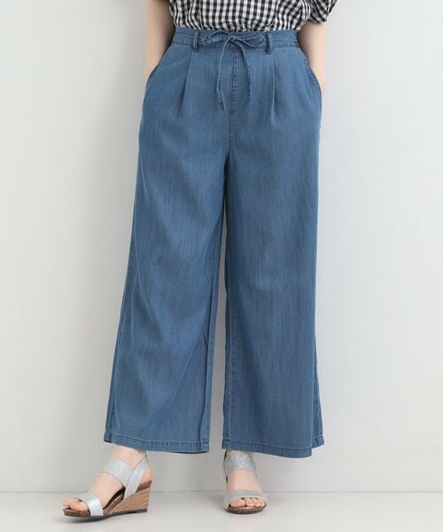 SHOO・LA・RUE / シューラルー パンツ | 【SHOO ICE、着丈が選べる】ウエストリボン付き セルロース混デニムワイドイージーパンツ | 詳細9