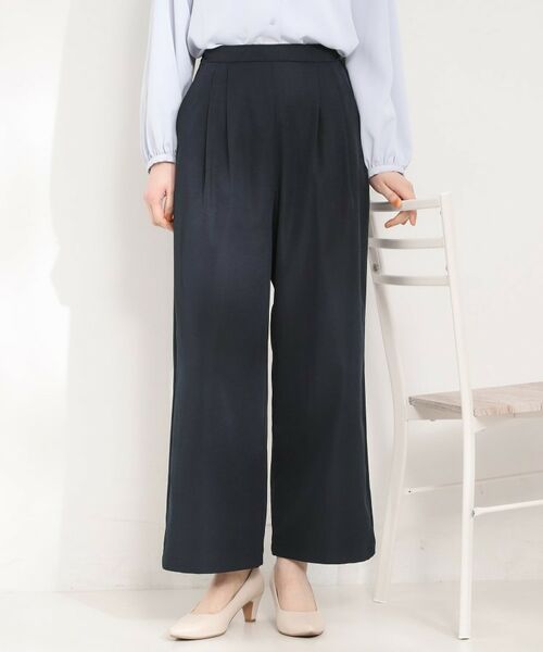 SHOO・LA・RUE / シューラルー パンツ | ツータックワイドパンツ（ネイビー(094)）