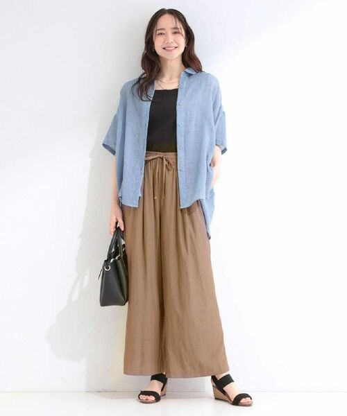 SHOO・LA・RUE / シューラルー パンツ | 【選べる4柄/洗濯機可】さらっとしなやか　サテンワイドパンツ | 詳細24