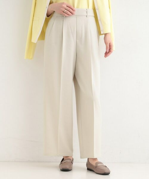 SHOO・LA・RUE / シューラルー パンツ | 【着丈選べる/S-LL/洗濯機可】楽ちん×きれいみえ　ストレッチワイドパンツ（グレージュ(050)）