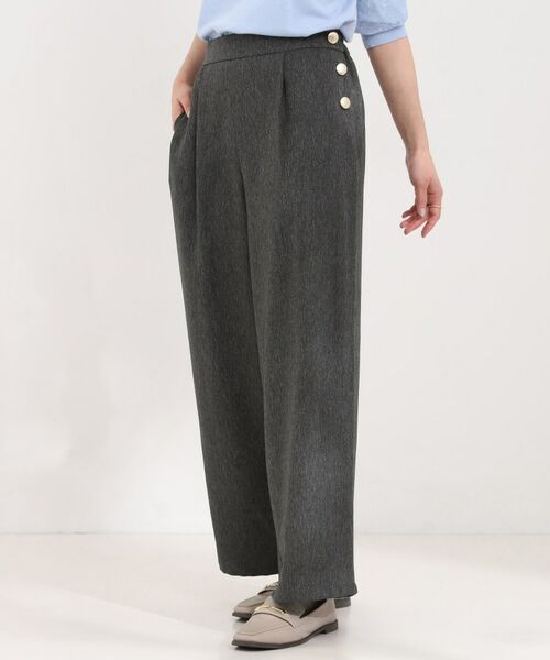 SHOO・LA・RUE / シューラルー パンツ | サイドボタンデニム風ワイドパンツ（ブラック(019)）