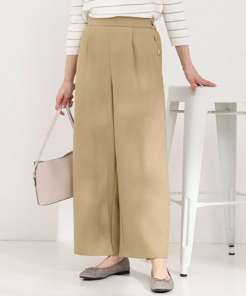 SHOO・LA・RUE / シューラルー パンツ | サイドボタンデニム風ワイドパンツ（ベージュ(052)）
