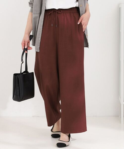 SHOO・LA・RUE / シューラルー パンツ | 【着丈選べる/イージーケア】イージーワイドパンツ（レッド(863)）