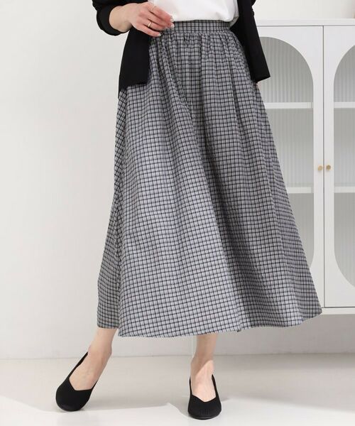 SHOO・LA・RUE / シューラルー ロング・マキシ丈スカート | サッカーチェックフレアスカート（チャコールグレー(214)）