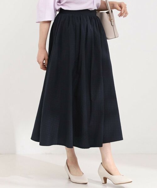 SHOO・LA・RUE / シューラルー ロング・マキシ丈スカート | サッカーチェックフレアスカート（ネイビー(294)）