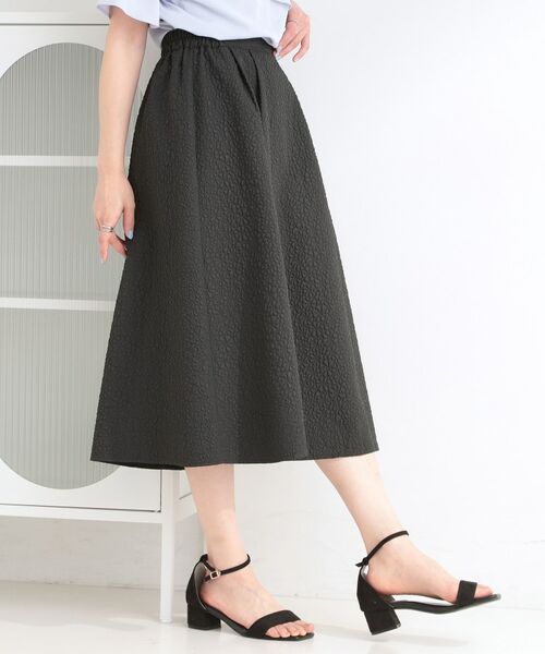 SHOO・LA・RUE / シューラルー スカート | お花柄ジャカード フレアスカート（チャコールグレー(014)）