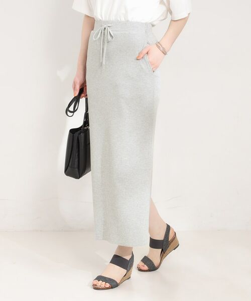 SHOO・LA・RUE / シューラルー ロング・マキシ丈スカート | 【セルフカット可能】テレコナロースカート（グレー(012)）