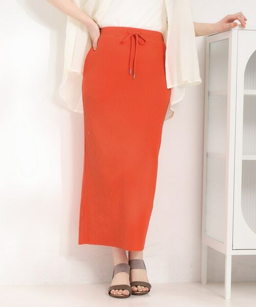 SHOO・LA・RUE / シューラルー ロング・マキシ丈スカート | 【セルフカット可能】テレコナロースカート（オレンジ(067)）