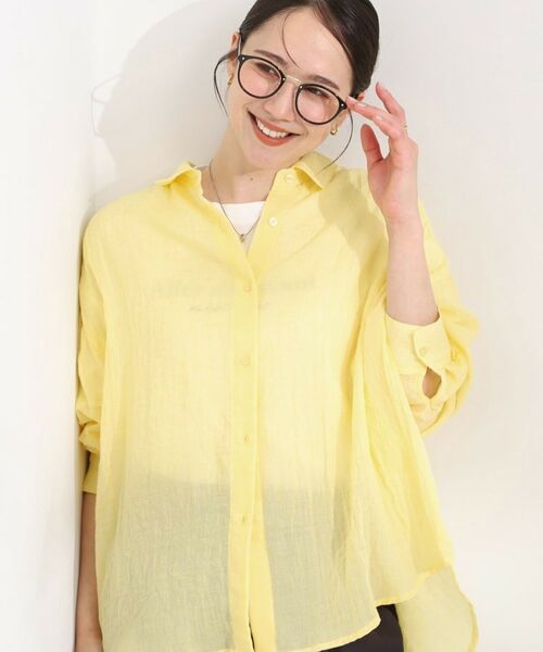 SHOO・LA・RUE / シューラルー シャツ・ブラウス | 前後差デザインで即こなれ見え 体型カバーが叶うデザインシャツ（イエロー(031)）