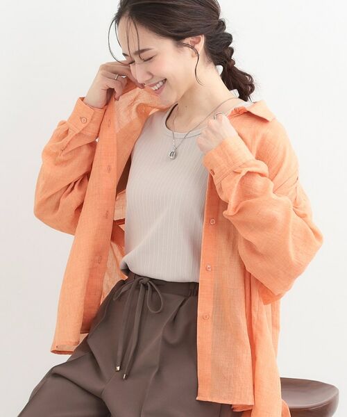 SHOO・LA・RUE / シューラルー シャツ・ブラウス | コットンライク長袖シャツ（オレンジ(066)）