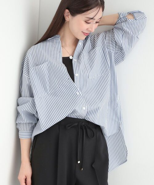 SHOO・LA・RUE / シューラルー シャツ・ブラウス | 綿テンセルシャツ（ネイビー(394)）