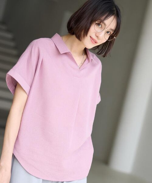 SHOO・LA・RUE / シューラルー シャツ・ブラウス | 【ひんやり/UV/洗濯機可/抗菌防臭】インせず着られる フレンチリネン ドルマンスキッパーシャツ | 詳細27