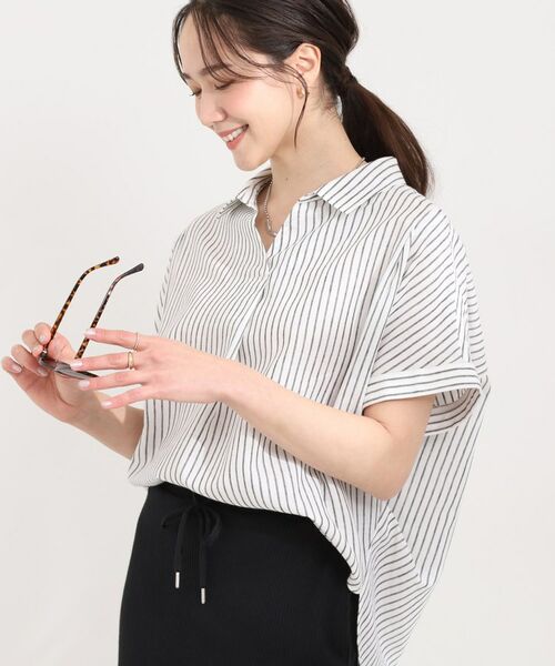 SHOO・LA・RUE / シューラルー シャツ・ブラウス | フレンチリネンドルマンスキッパー（ホワイト(301)）