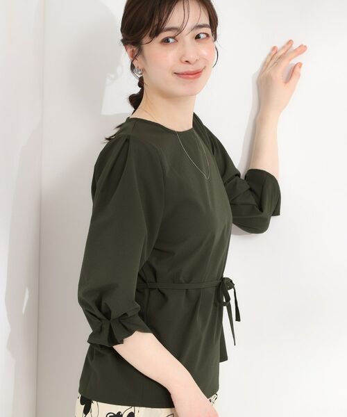 SHOO・LA・RUE / シューラルー シャツ・ブラウス | サッカーウエストリボンブラウス（チャコールグレー(014)）