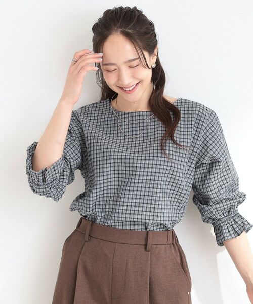SHOO・LA・RUE / シューラルー シャツ・ブラウス | 【セットアップ可】サッカーチェック柄ブラウス | 詳細5