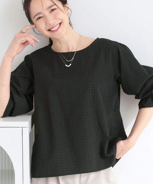 SHOO・LA・RUE / シューラルー シャツ・ブラウス | 【セットアップ可】サッカーチェック柄ブラウス（ネイビー(294)）