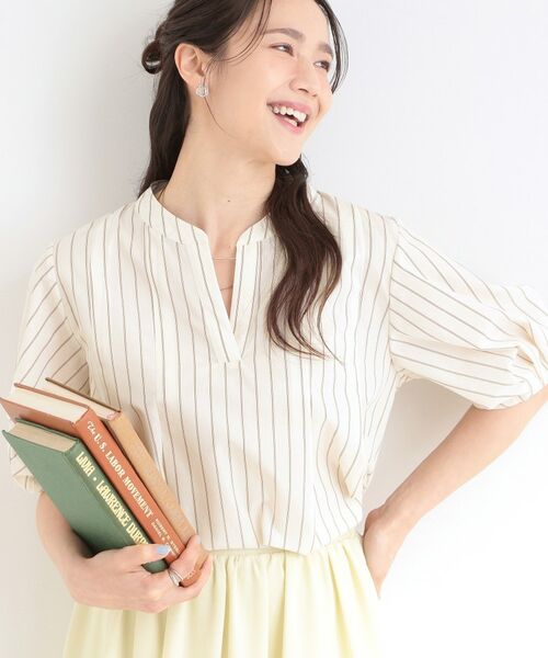 SHOO・LA・RUE / シューラルー シャツ・ブラウス | 【イジケア】麻調スキッパーブラウス（ライトベージュ(351)）