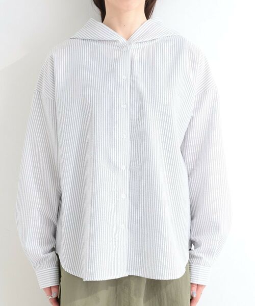 SHOO・LA・RUE / シューラルー シャツ・ブラウス | ストライプフードシャツ | 詳細13