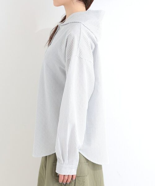 SHOO・LA・RUE / シューラルー シャツ・ブラウス | ストライプフードシャツ | 詳細14