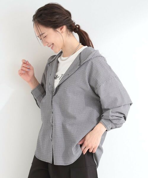 SHOO・LA・RUE / シューラルー シャツ・ブラウス | ストライプフードシャツ | 詳細6